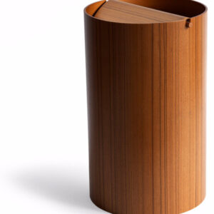 Teak Paper Waste Basket with Lid - Large